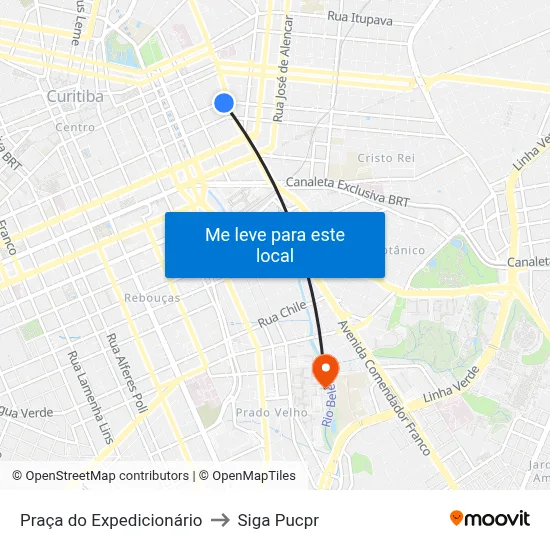 Praça do Expedicionário to Siga Pucpr map