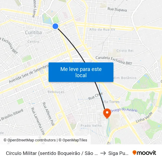 Círculo Militar (sentido Boqueirão / São José) to Siga Pucpr map