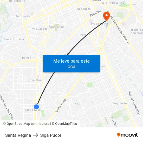 Santa Regina to Siga Pucpr map