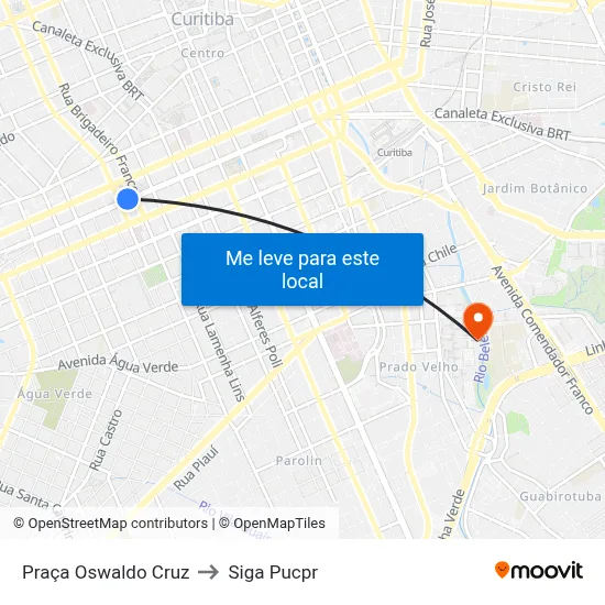 Praça Oswaldo Cruz to Siga Pucpr map