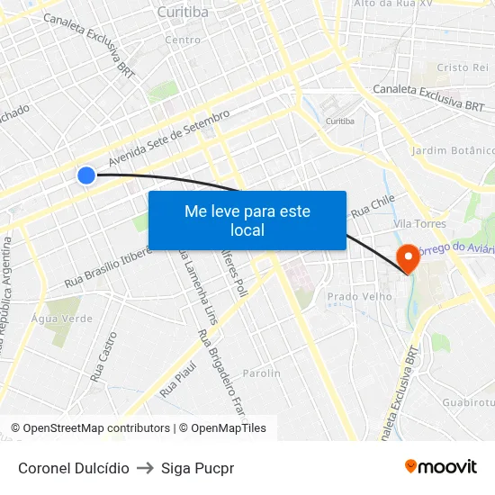 Coronel Dulcídio to Siga Pucpr map