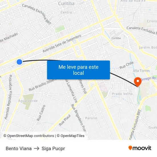 Bento Viana to Siga Pucpr map
