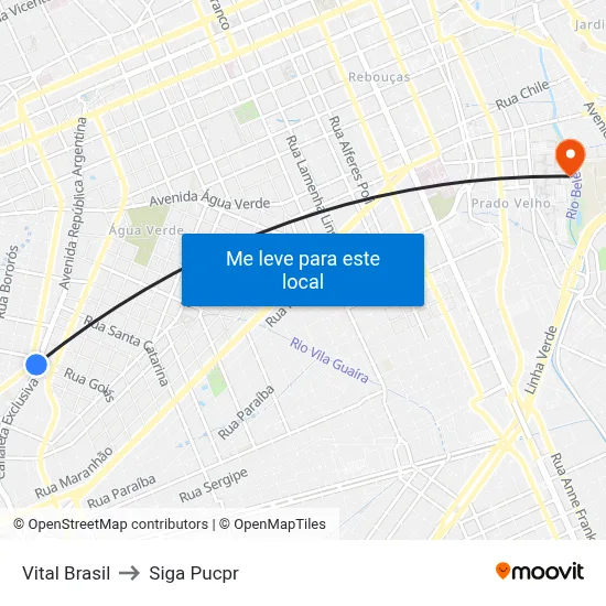 Vital Brasil to Siga Pucpr map