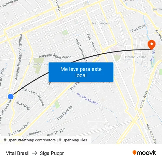 Vital Brasil to Siga Pucpr map