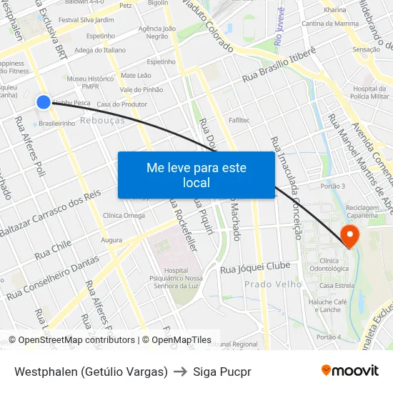 Westphalen (Getúlio Vargas) to Siga Pucpr map