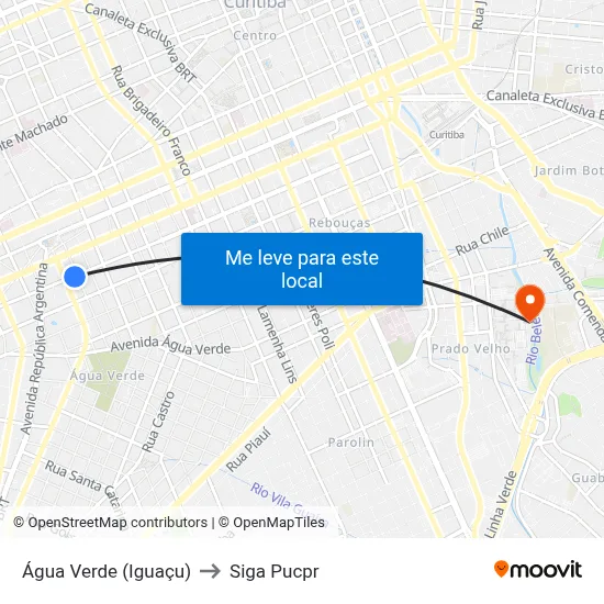 Água Verde (Iguaçu) to Siga Pucpr map