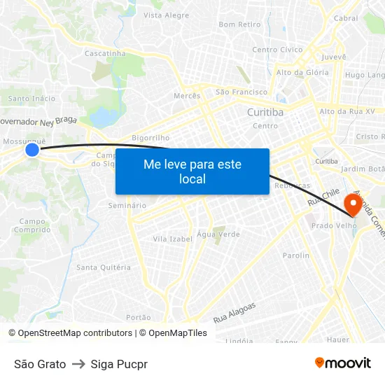 São Grato to Siga Pucpr map