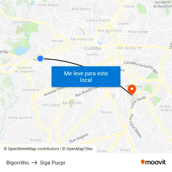 Bigorrilho to Siga Pucpr map