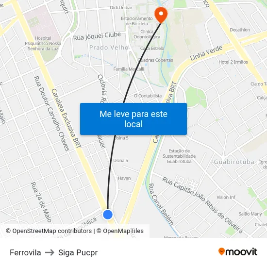 Ferrovila to Siga Pucpr map