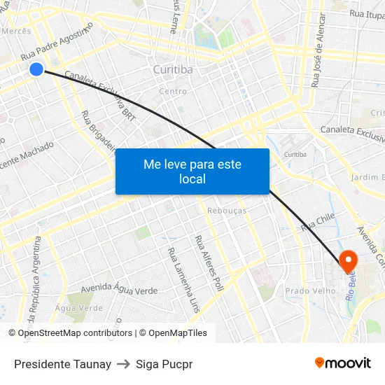Presidente Taunay to Siga Pucpr map