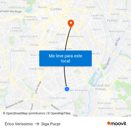 Érico Veríssimo to Siga Pucpr map