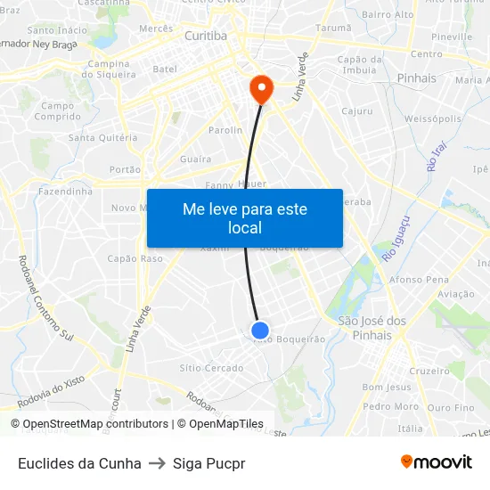 Euclides da Cunha to Siga Pucpr map