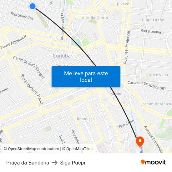 Praça da Bandeira to Siga Pucpr map