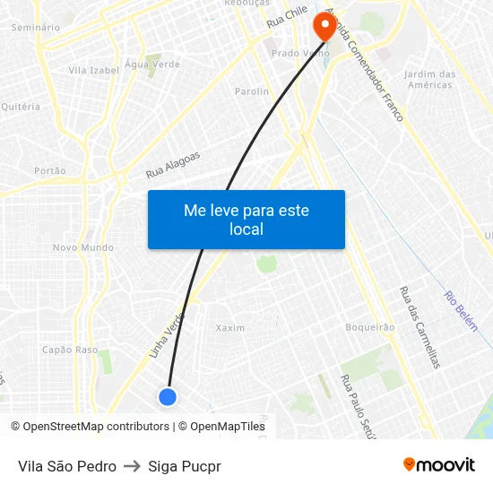 Vila São Pedro to Siga Pucpr map