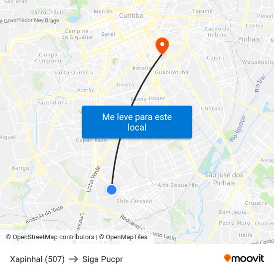 Xapinhal (507) to Siga Pucpr map