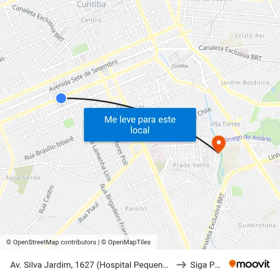 Av. Silva Jardim, 1627 (Hospital Pequeno Príncipe) to Siga Pucpr map