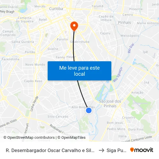 R. Desembargador Oscar Carvalho e Silva, 210 to Siga Pucpr map