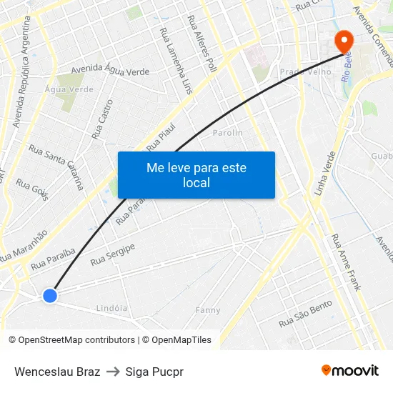 Wenceslau Braz to Siga Pucpr map