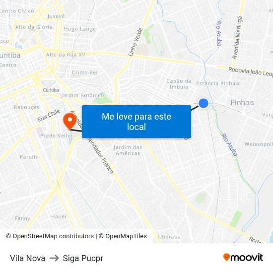 Vila Nova to Siga Pucpr map