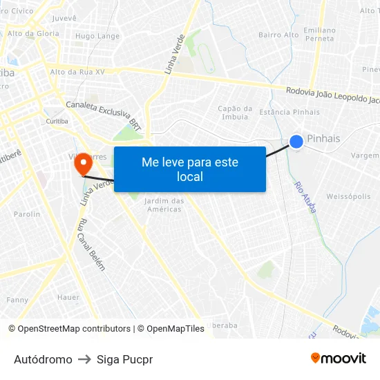 Autódromo to Siga Pucpr map