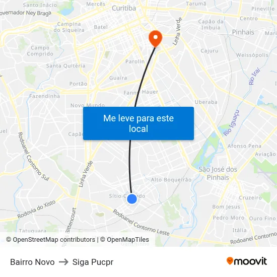 Bairro Novo to Siga Pucpr map