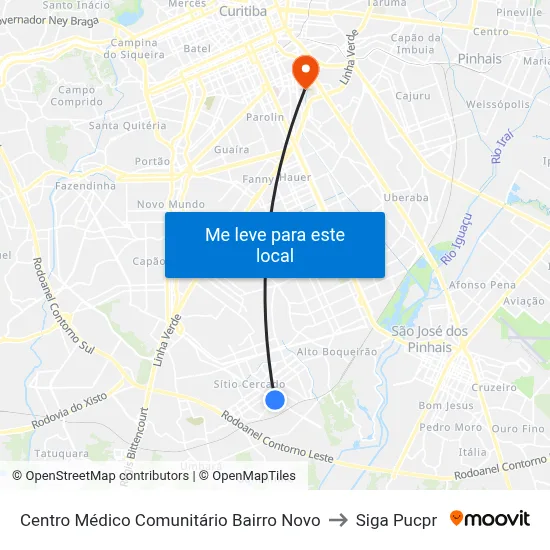 Centro Médico Comunitário Bairro Novo to Siga Pucpr map