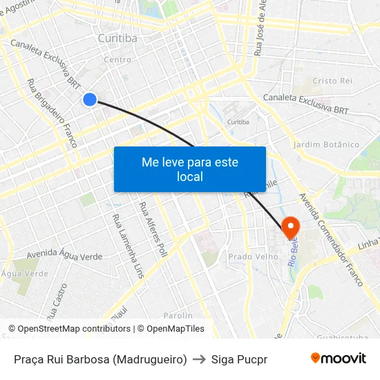 Praça Rui Barbosa (Madrugueiro) to Siga Pucpr map