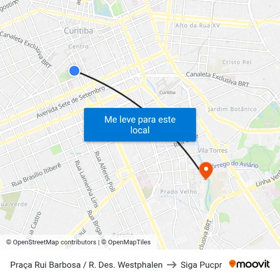 Praça Rui Barbosa (Desembargador Westphalen) to Siga Pucpr map