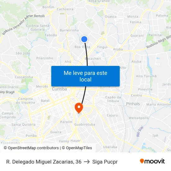 R. Delegado Miguel Zacarias, 36 to Siga Pucpr map