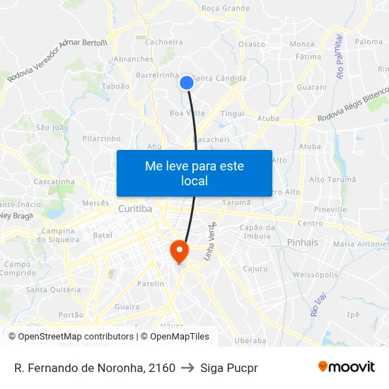 R. Fernando de Noronha, 2160 to Siga Pucpr map