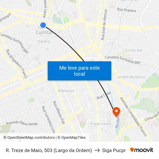 R. Treze de Maio, 503 (Largo da Ordem) to Siga Pucpr map
