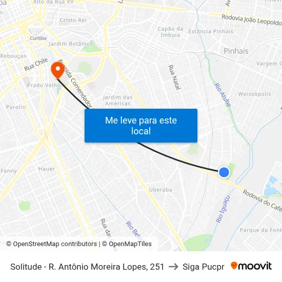 Solitude - R. Antônio Moreira Lopes, 251 to Siga Pucpr map