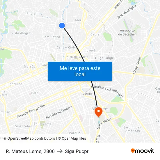 R. Mateus Leme, 2800 to Siga Pucpr map