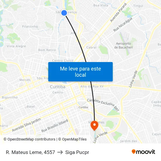 R. Mateus Leme, 4557 to Siga Pucpr map