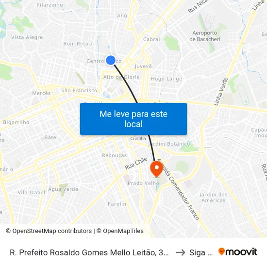 R. Prefeito Rosaldo Gomes Mello Leitão, 362 (Assembleia Legislativa) to Siga Pucpr map
