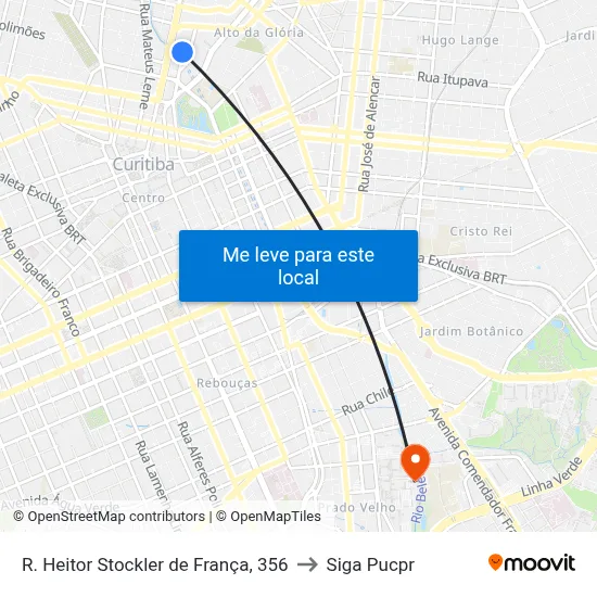 R. Heitor Stockler de França, 356 to Siga Pucpr map