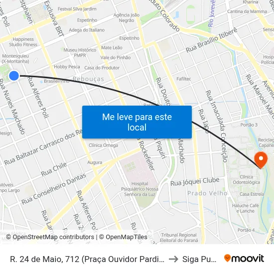 R. 24 de Maio, 712 (Praça Ouvidor Pardinho) to Siga Pucpr map