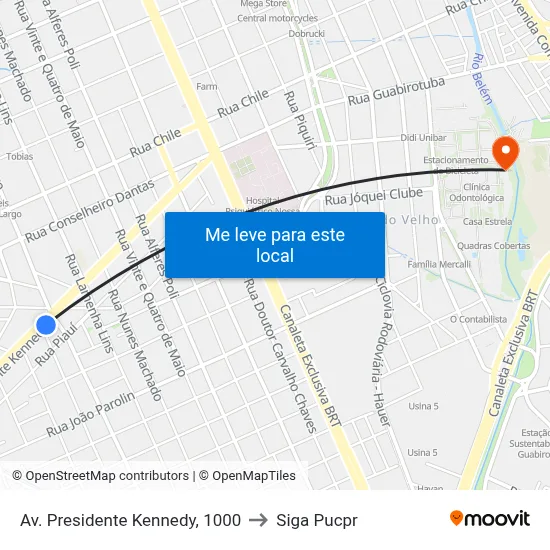 Av. Presidente Kennedy, 1000 to Siga Pucpr map