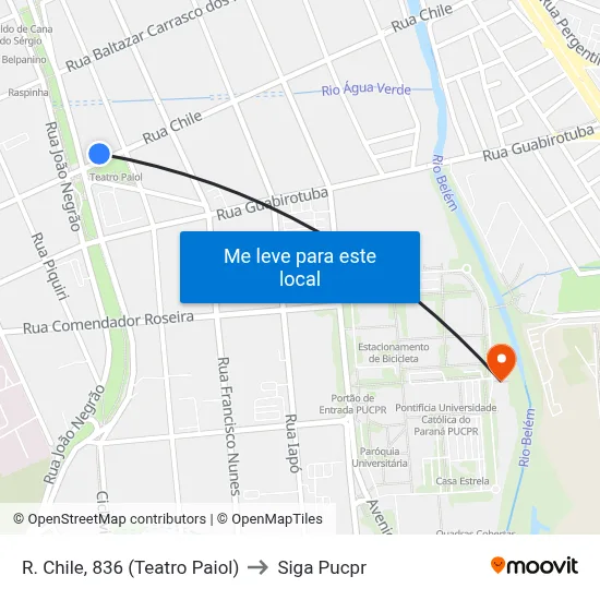 R. Chile, 836 (Teatro Paiol) to Siga Pucpr map