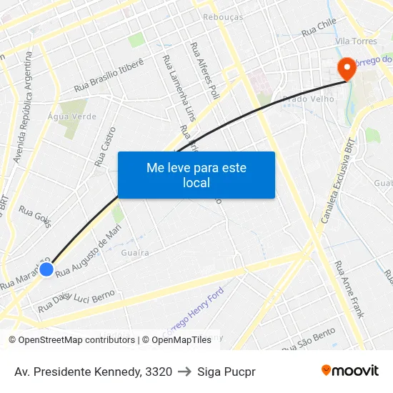 Av. Presidente Kennedy, 3320 to Siga Pucpr map