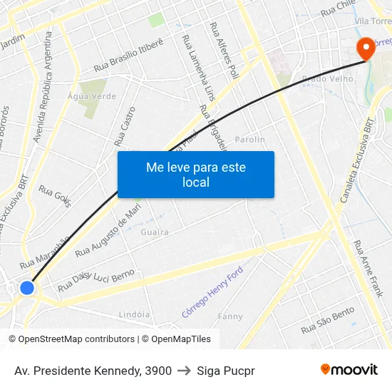 Av. Presidente Kennedy, 3900 to Siga Pucpr map