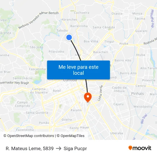 R. Mateus Leme, 5839 to Siga Pucpr map