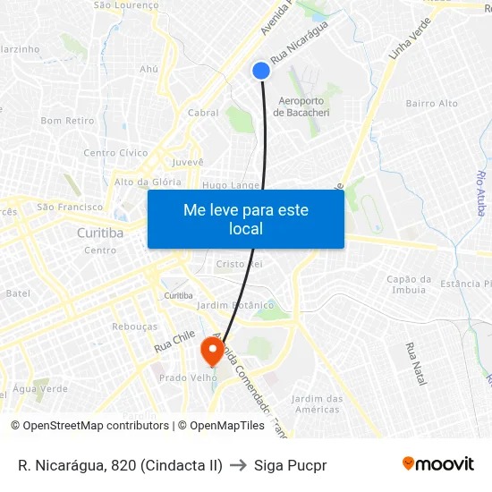 R. Nicarágua, 820 (Cindacta II) to Siga Pucpr map