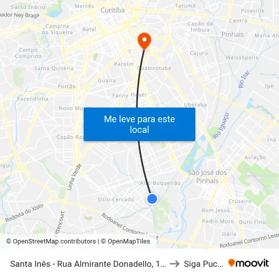Santa Inês - Rua Almirante Donadello, 132 to Siga Pucpr map