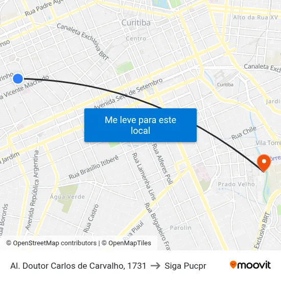 Al. Doutor Carlos de Carvalho, 1731 to Siga Pucpr map