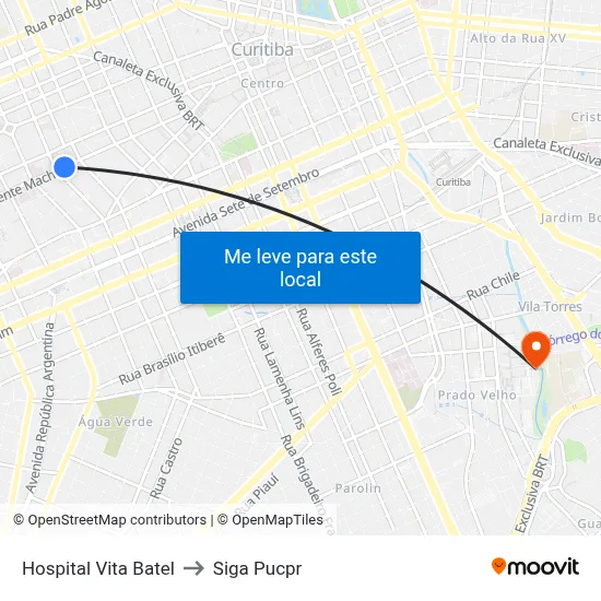 Hospital Vita Batel to Siga Pucpr map