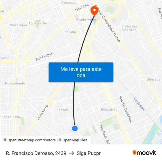 R. Francisco Derosso, 2439 to Siga Pucpr map