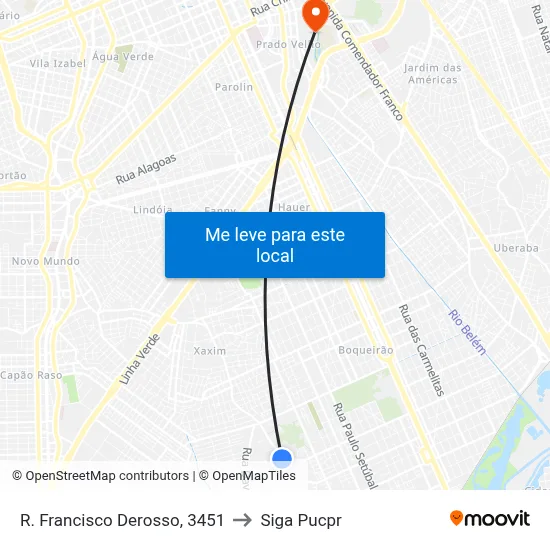 R. Francisco Derosso, 3451 to Siga Pucpr map