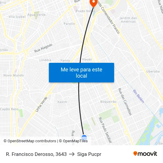 R. Francisco Derosso, 3643 to Siga Pucpr map