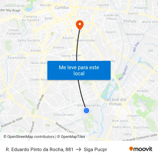 R. Eduardo Pinto da Rocha, 881 to Siga Pucpr map